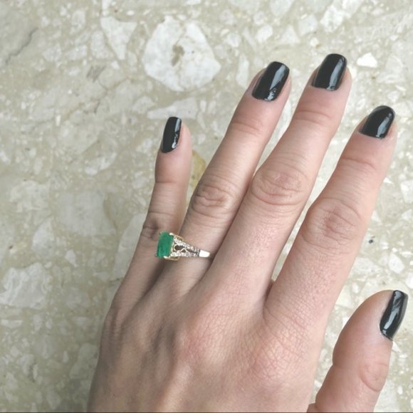 Emerald Cut Emerald Diamond Yellow Gold Ring